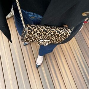 Jimmy Choo leopard print Madeline mini cross body bag.